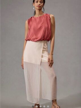 Anthropologie Satin Blouson Tank in Rosewood